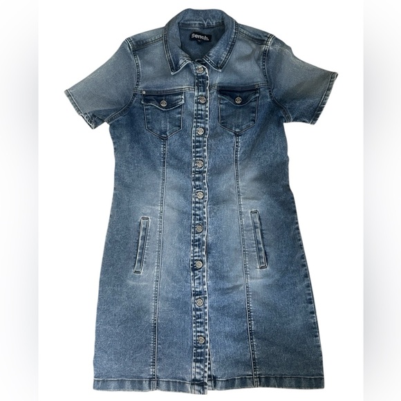 WOMEN’S BENCH CLASSIC BLUE SHIRT DRESS DENIM STYLE - Picture 2 of 12